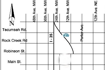 Map location  of Emergency Homeless Shelters Juvenile Intervention Center in Norman, Oklahoma